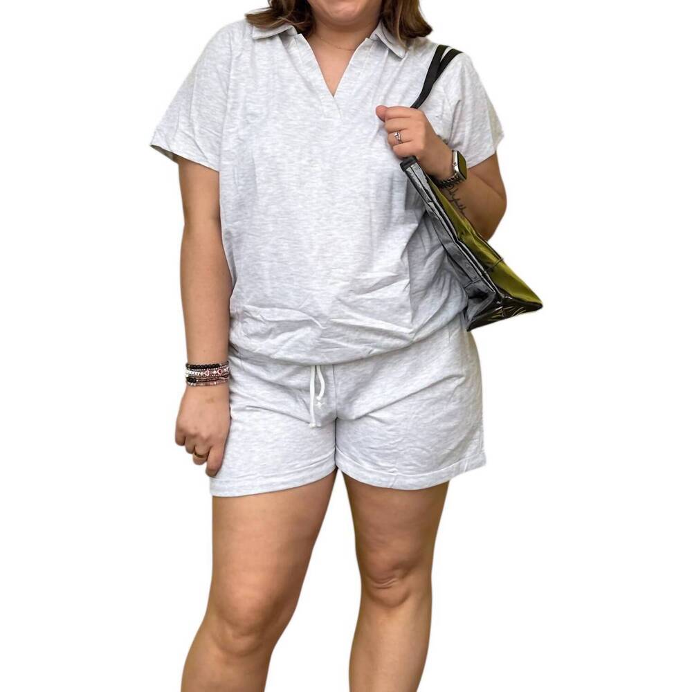 NEW LA SOCIETY drawstring shorts set in grey